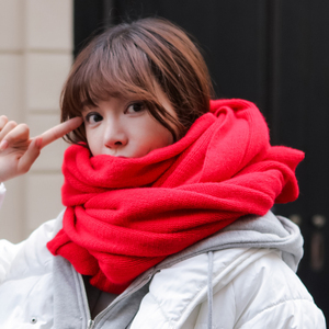 韩版纯色针织毛线围巾