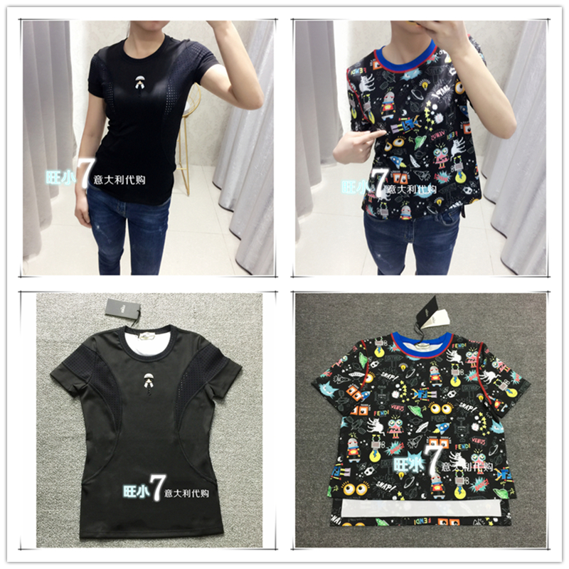 查看淘宝fendi芬迪意大利正品代购女士短袖圆领t恤老佛爷小怪兽图案