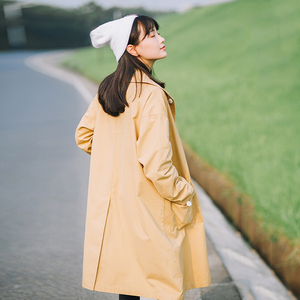 文艺纯色中长款宽松外套