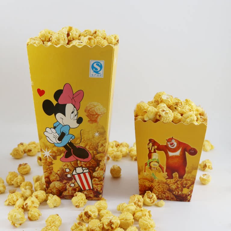 一次性24/32/46a方形折叠爆米花桶 薯条杯加厚食品级打包纸盒包邮
