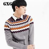 GXG男装 男士毛衫 灰底花色波普风尚圆领毛衫#53120212