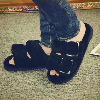2016羊毛拖鞋女毛毛拖鞋夏 冬季羊皮毛一体拖
