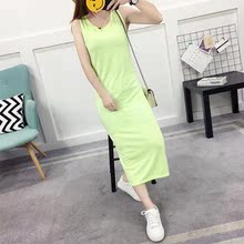 女长裙连衣裙欧美莫代尔背心裙打底裙衬裙修身 显瘦连体裙 春夏新款