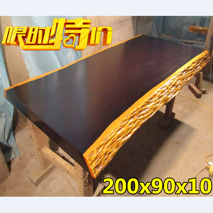 实木大板桌红黄奥坎花梨鸡翅木巴花黑檀木大板现货茶桌办公桌餐桌