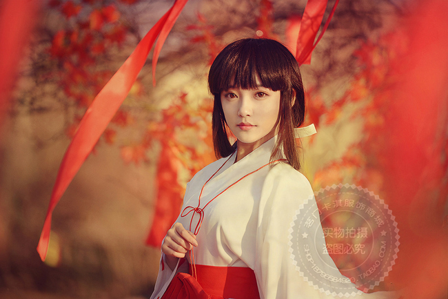 犬夜叉cosplay服装 桔梗衣服 巫女服 桔梗cos服 巫女服 女仆装 全套