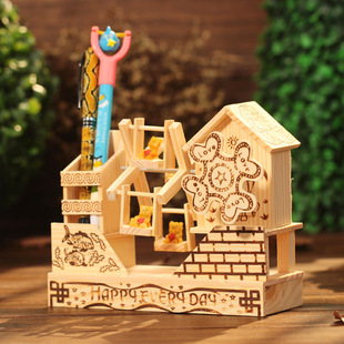 10-6荷兰木质音乐盒大风车学生文具笔插笔筒居家实木摆件礼品百货