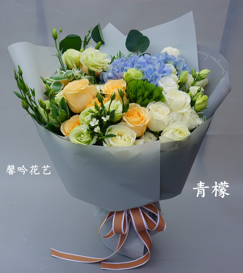 玫瑰花洋桔梗绣球花混搭花束生日送女友重庆鲜花速递同城花店