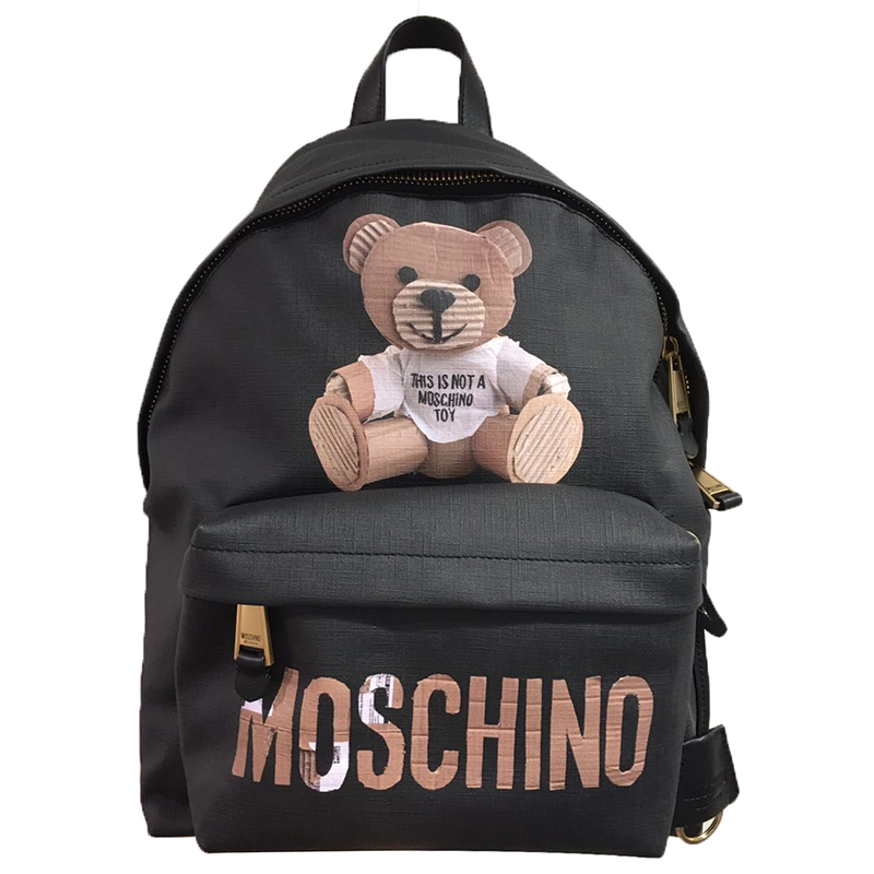 正品moschino 莫斯奇诺 新款字母涂鸦小熊女士双肩背包