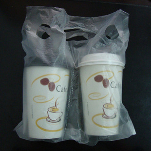加厚两杯袋外卖袋 打包袋 奶茶打包袋 饮料打包袋 双杯袋 500个