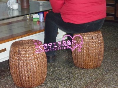 藤编凳子草墩子藤条芭蕉叶编织坐墩草编坐凳小凳子小圆凳小墩子