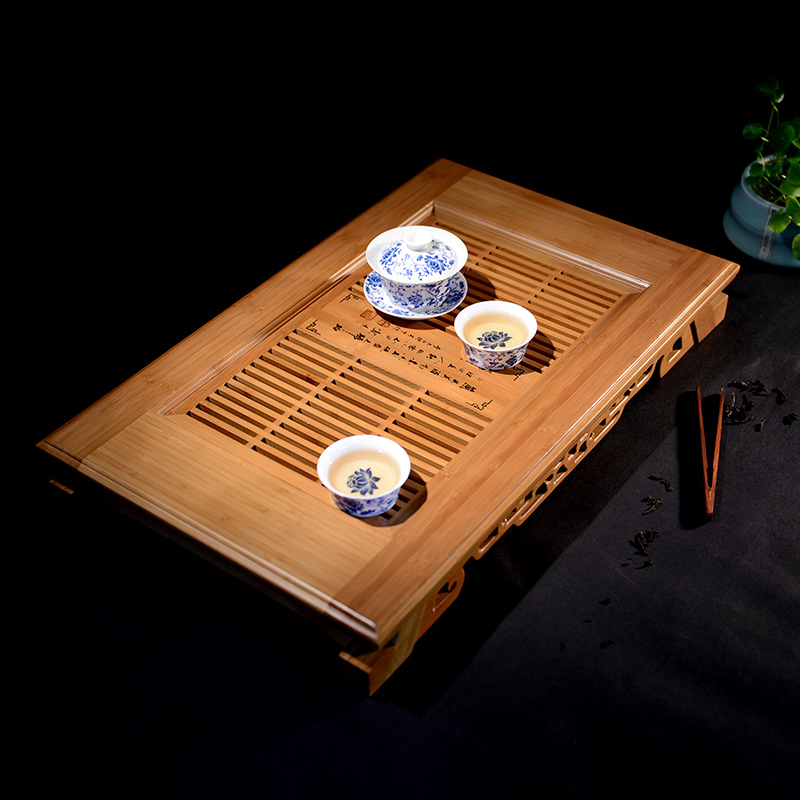 祥福 竹制茶盘 排水式竹托盘 孟宗竹茶托 茶海茶台 悠然怡味A-017