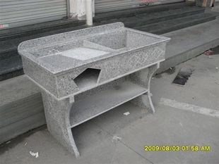 水槽 天然花岗石山东白麻石材阳台洗衣池水槽 洗衣机一体水池可定做