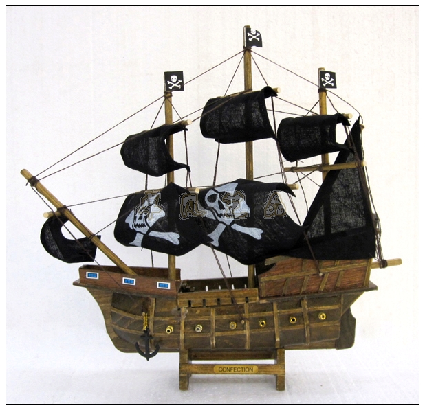 加勒比海盗船模*黑珍珠号手工实木帆船*家居装饰摆件*生日礼物