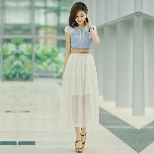 <em>淘宝网</em>2014春夏<em>女装</em>新款<em>牛仔</em>连衣裙 日系甜美