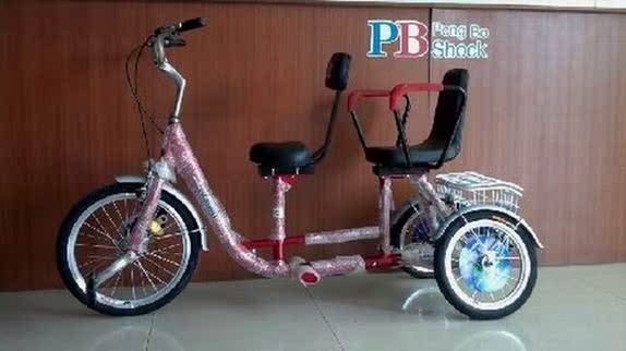 伟乐老年人力三轮车前驱动保健三轮车/外八字防侧翻/双人双座
