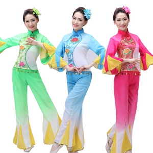 秧歌演出服装中老年扇子舞蹈服腰鼓服广场舞扭