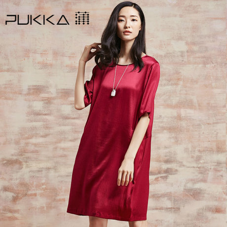 Pukka/蒲牌夏装新款原创设计女装宽松肌理桑蚕丝真丝连衣裙商品大图
