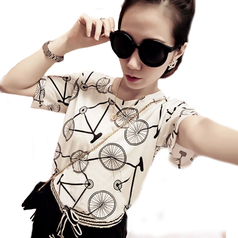 韩版新款夏装小清晰学生短袖t恤卡通打底衫女大码宽松半袖上衣潮