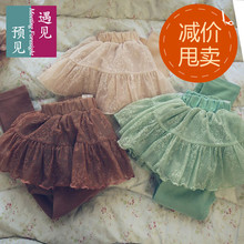 女童2014新款秋装童装儿童打底裤裙女童打底裤宝宝蕾丝网纱裙裤