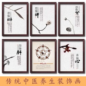 中医养生馆装饰画spa养生会所挂画中式保健中医文化医院墙画壁画