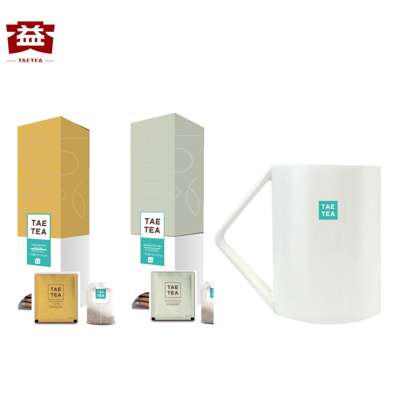 大益花漾普洱袋泡茶组合套餐 茉莉普洱生茶 菊花普洱熟茶 马克杯