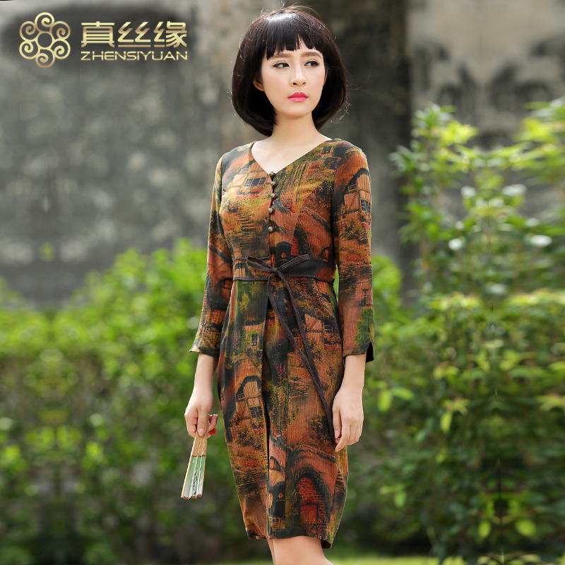 [2015爆款]真丝缘真丝香云纱连衣裙桑蚕丝莨绸