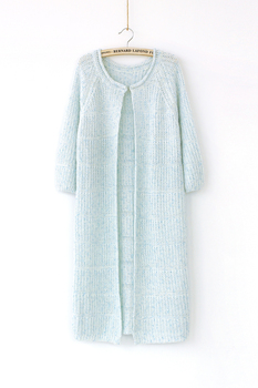 <em>秋装</em>新款 韩版彩点花线小清新<em>长版</em>毛衣<em>开衫</em>外