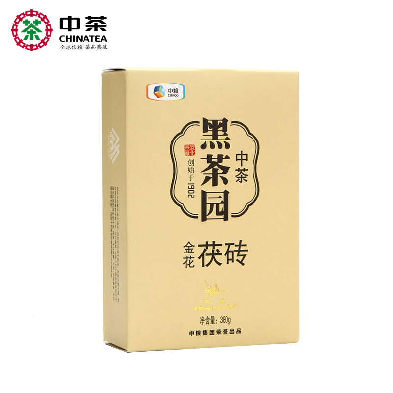 中茶黑茶湖南安化黑茶润黑金花茯砖380g 茶叶 中粮出品