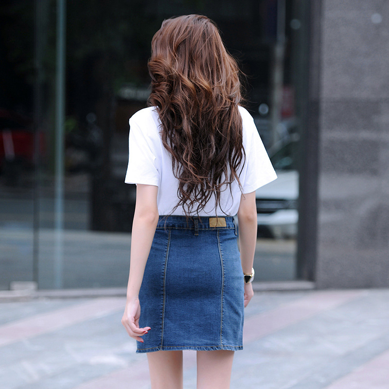 半截裙牛仔短裙2016夏天女装新款 高腰排扣A