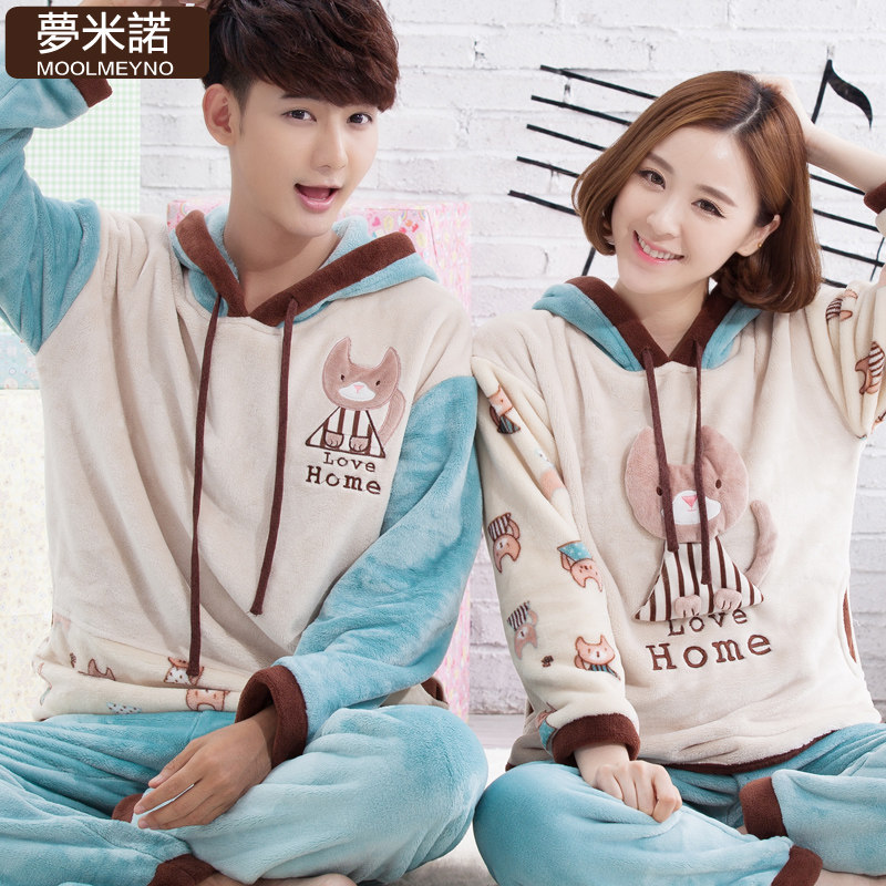 淘宝网<em>2套价 秋冬情侣</em>珊瑚绒<em>睡衣</em>女<em>长袖</em>家居服