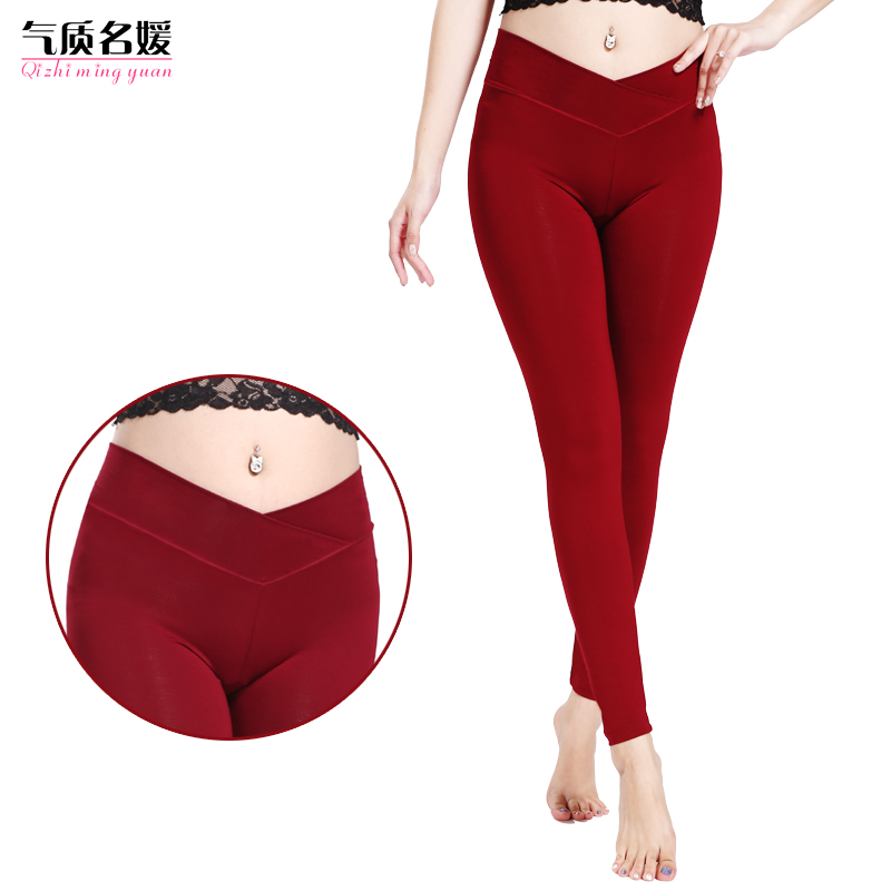 薄款印花莫代尔保暖裤打底裤外穿 美体毛裤紧