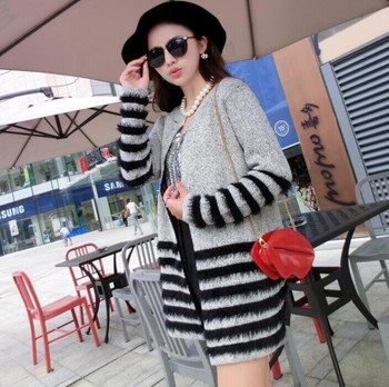 2014秋冬新款<em>欧美</em>风<em>中长</em>版针织<em>开衫</em>加肥加大