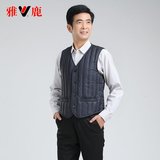 雅鹿中老年人马甲羽绒内胆短袖背心男修身白鸭绒贴身坎肩棉衣秋冬