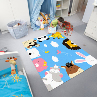 儿童可爱卡通地毯包邮超萌动物世界防滑宝宝爬行垫卧室客厅毯