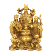 包邮 开光风水纯铜福禄寿三星聚宝盆摆件招财财神家居摆设开业礼品