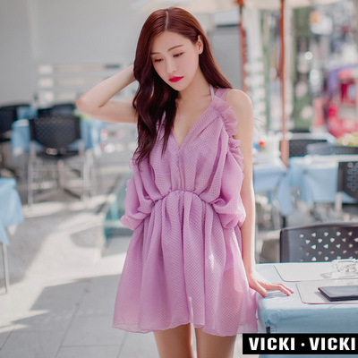 vicki vicki2015新款泳衣 时尚性感钢托款比基尼三件套泳衣