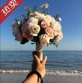 手捧花新娘韩式结婚礼花束球仿真玫瑰海景假影楼拍婚纱照摄影道具