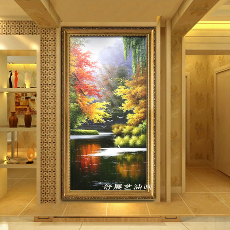正品打折欧式纯手绘山水画风景油画竖版墙壁画别墅客厅卧室走廊玄关装饰画 原价388.00元 现价368.00元包邮抢购专卖店品牌专卖