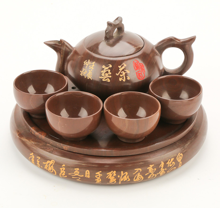泰山木鱼石 功夫茶具  茶艺壶创意礼品茶具山东特产礼品