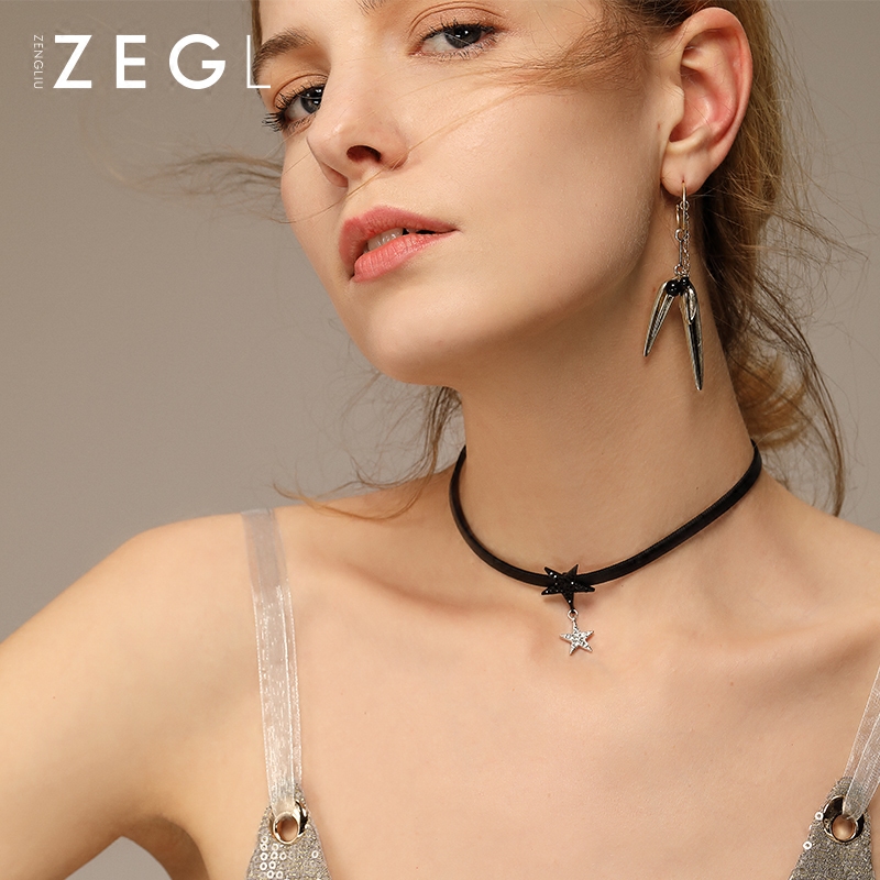 zengliu欧美choker 项链星星女简约锁骨颈链短款脖子饰品颈带项圈