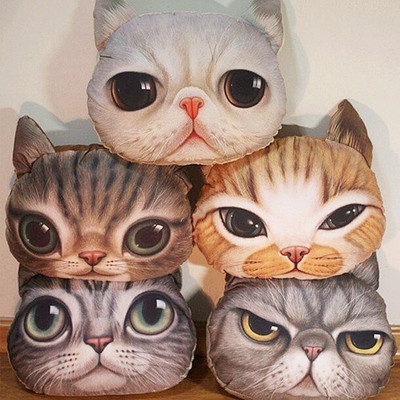 日本 原宿 3d立体 复古 萌喵星人 表情猫咪抱枕|靠垫