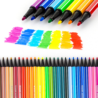 晨光48色水彩笔大容量粗三角杆儿童绘画笔36色可水洗水彩笔