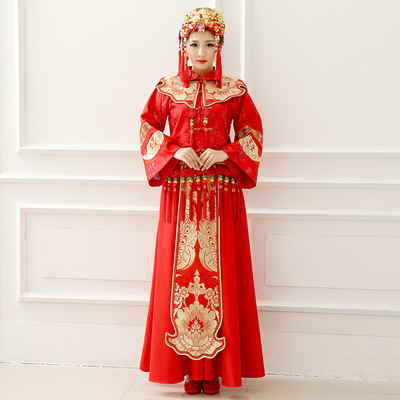 [2015爆款]秀禾服新娘礼服红色中式复古敬酒服