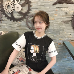 夏装韩版男女宽松原宿bf风班服t恤学院风卡通