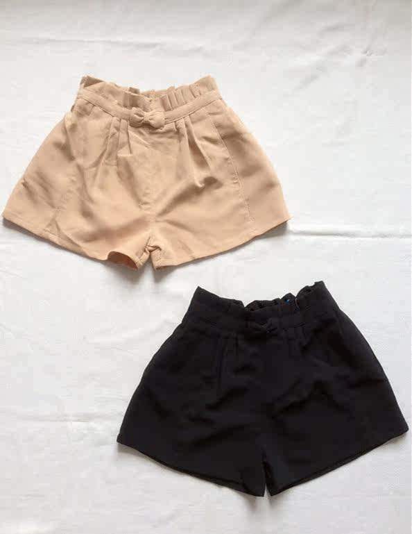 [<em>2015</em>爆款]韩版 松紧腰<em>阔腿短裤</em> 混纺 蝴蝶结 宽