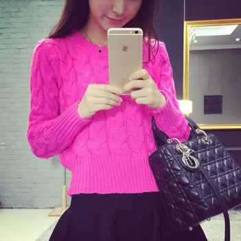 韩国秋冬<em>加厚</em>学院风宽松冬款女士<em>毛衣</em>女<em>套头</em>韩