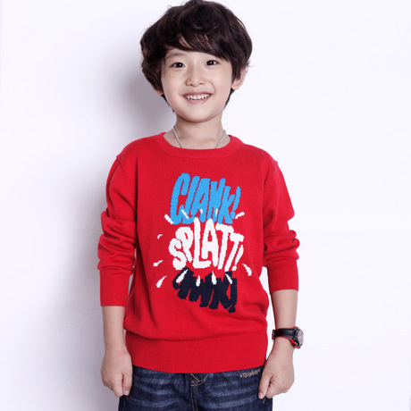 装男童红色<em>毛衣</em>男孩毛衣<em>男大童纯棉毛衣秋冬</em>儿