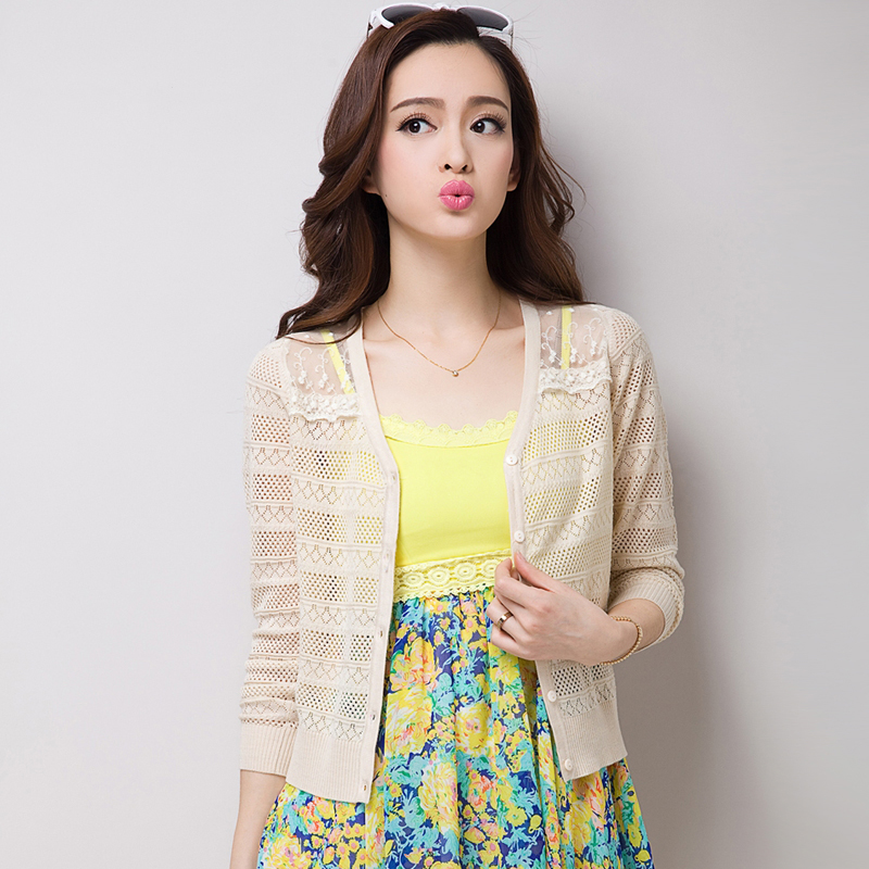 淘宝网秋装新款镂空百搭针织空调衫品牌女装V