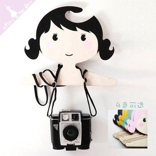 服装店 milky ins爆款实木服装店儿童房卡通头像拍照道具创意衣架