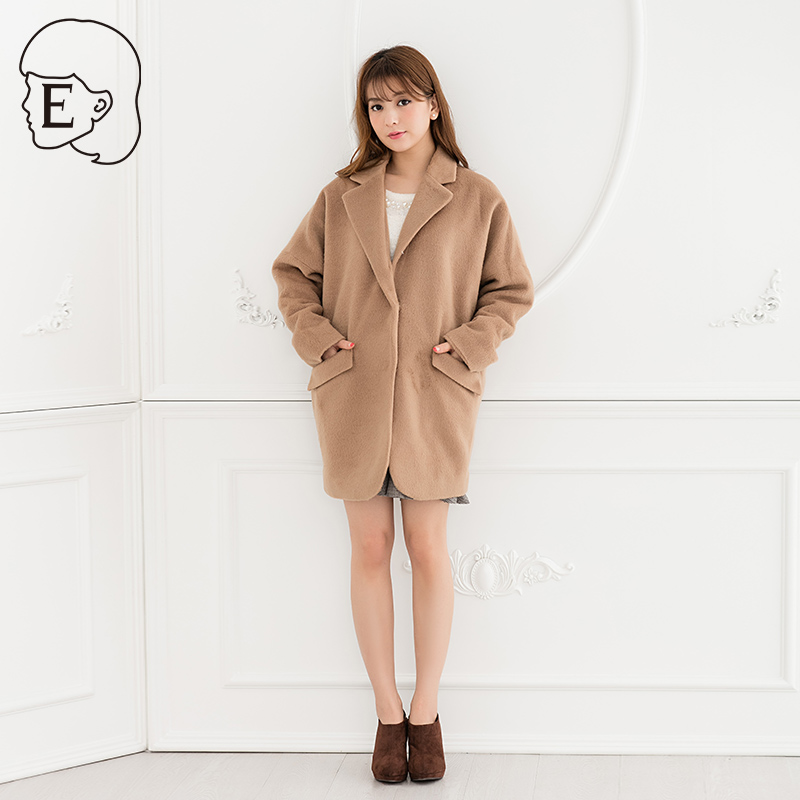 Ehyphen 冬季新品女装 西服领中长款大衣外套20154I32018